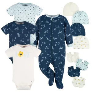 12-Piece Baby Girls Blue Flowers Layette Bundle Gerber Childrenswea