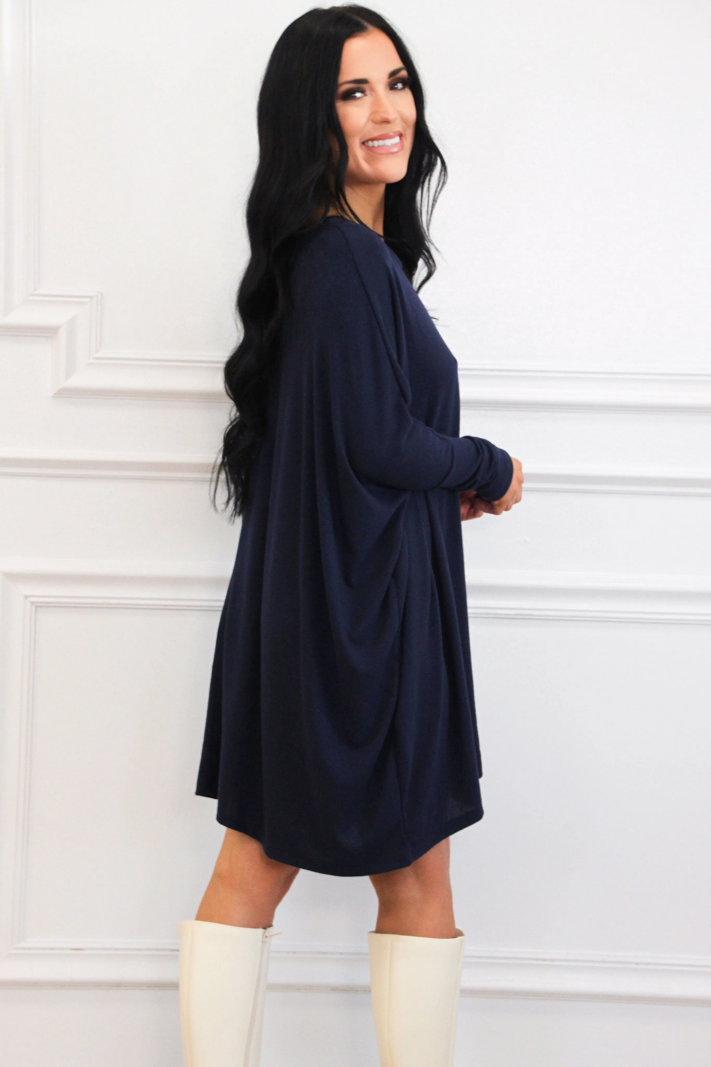 All About Comfort Tunic Top: Navy
