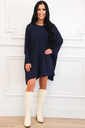 All About Comfort Tunic Top: Navy
