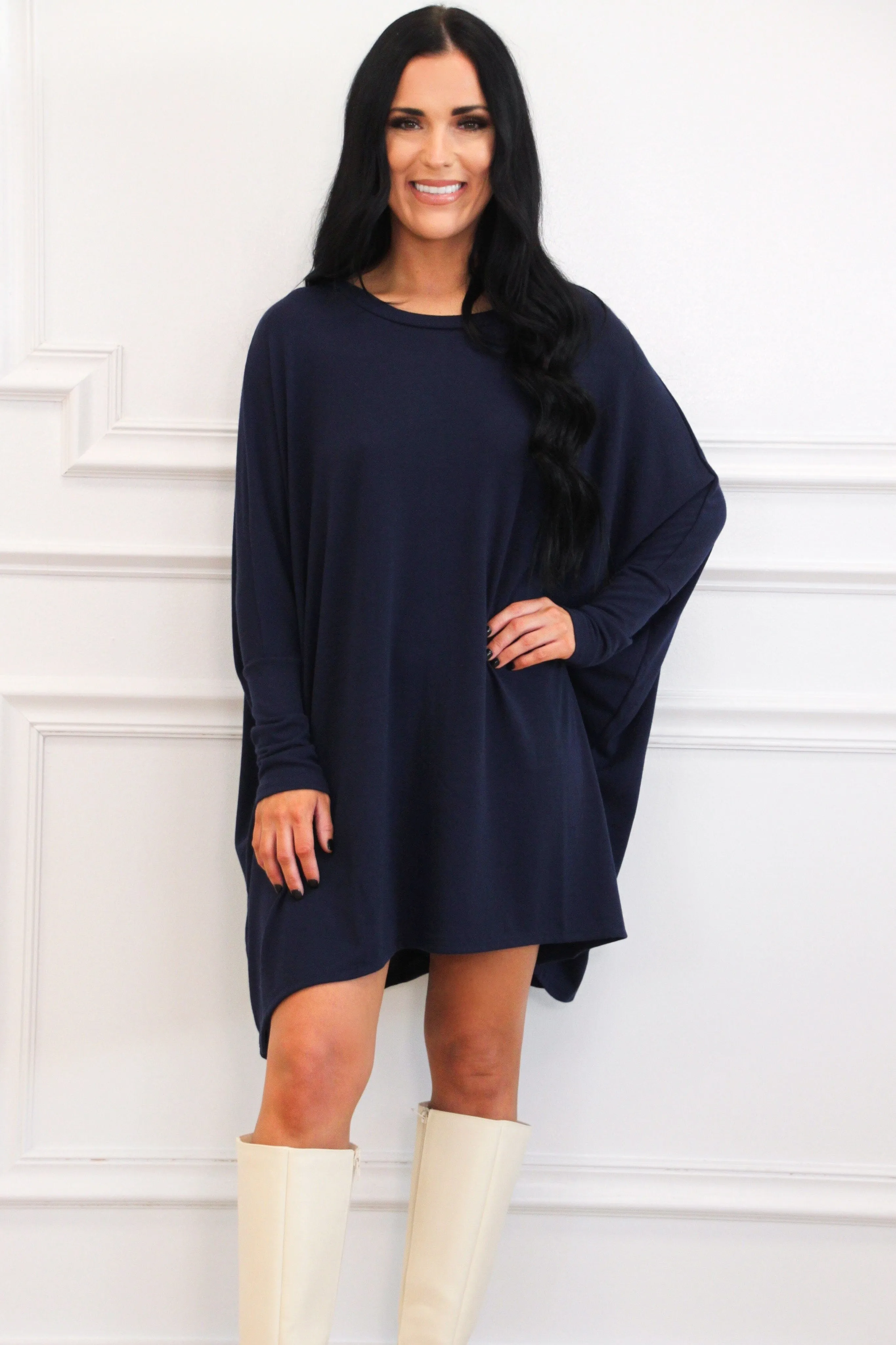 All About Comfort Tunic Top: Navy
