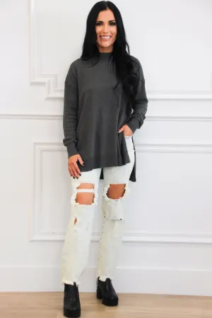 Comfort Crush Oversized Sweater: Charcoal