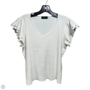 Cutout Ruffle Sleeve Knit Top Short Sleeve By Elie Tahari In Cream, Size: Xl