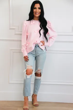 Elouise Bow Sweater: Baby Pink