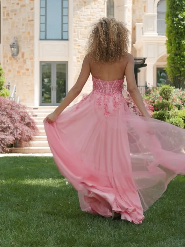 Faviana A-Line Floral Corset Prom Dress 11233