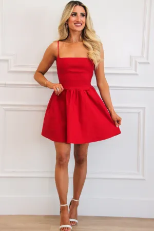 Feel the Love Square Neck Dress: Red
