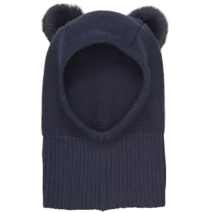 Huttelihut Balaclava Knit m. Pompoms Navy