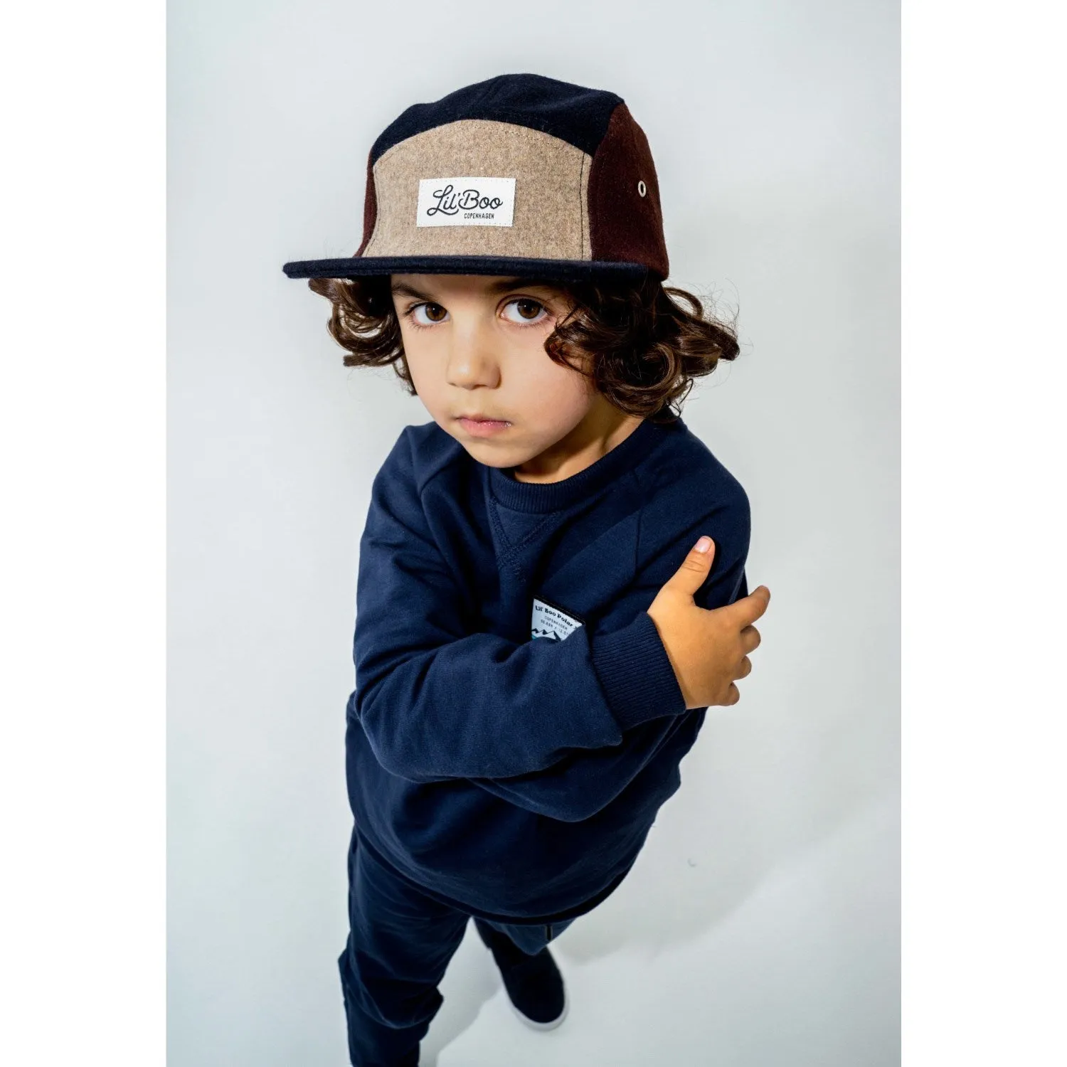 Lil' Boo Block Wool 5 panel - Brown/Navy