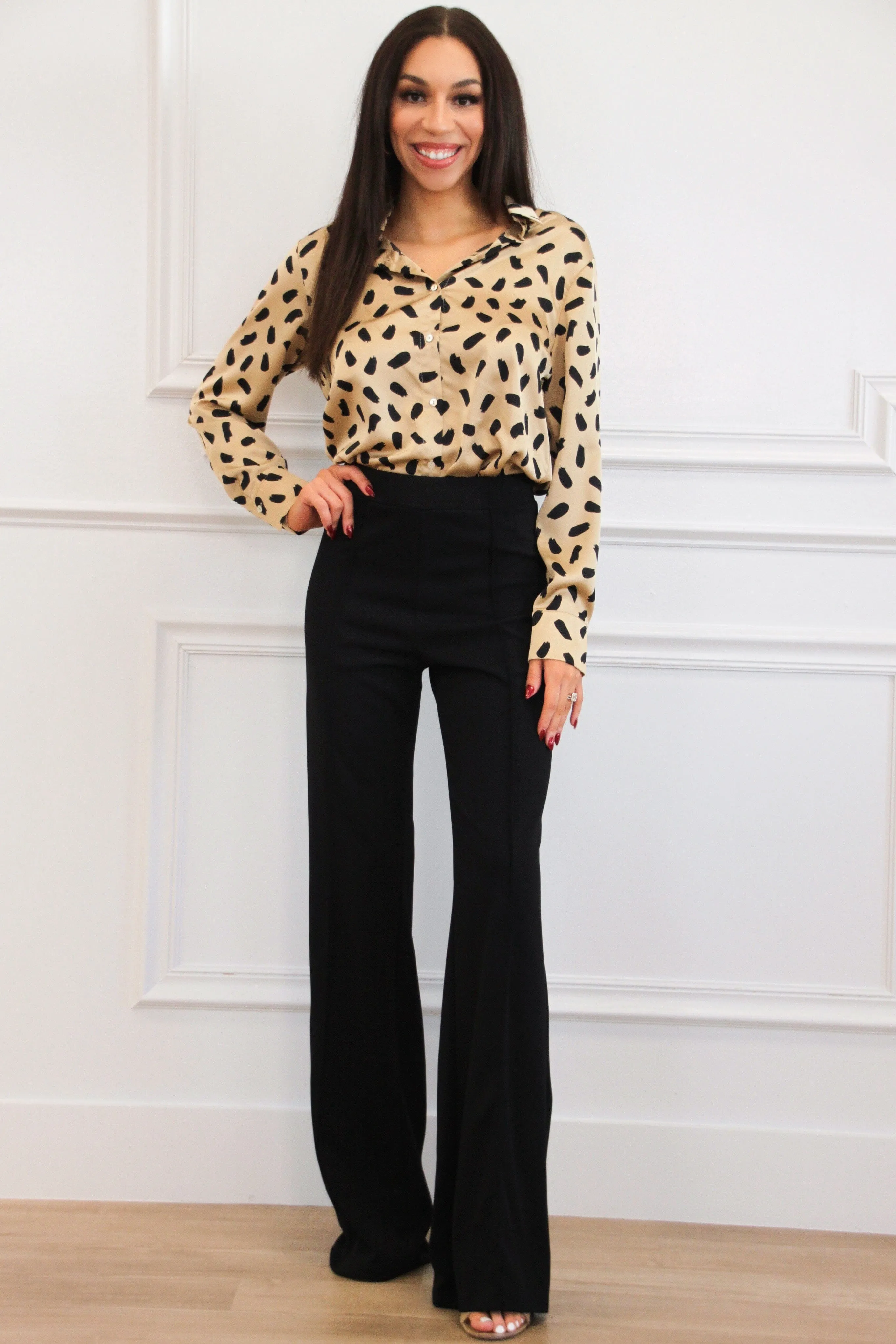 Ludlow Spotted Satin Top: Taupe