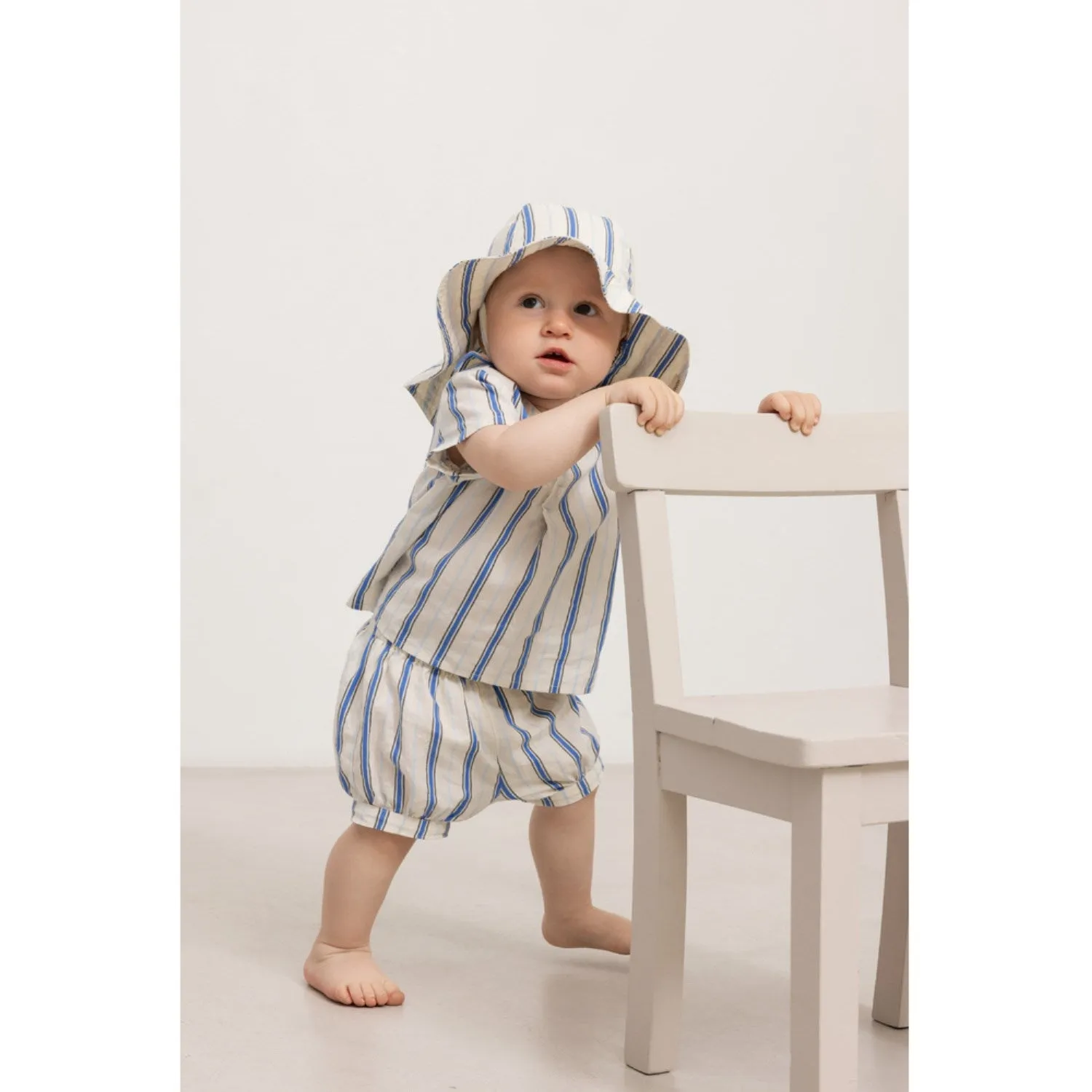MarMar Cotton Stripes Chambray Stripe Alba Baby Long Summer Hat