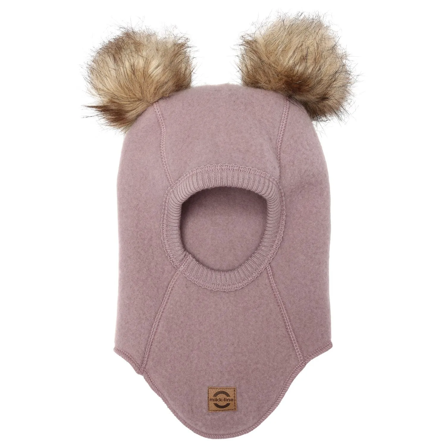 Mikk-Line Twilight Mauve Wool Balaclava with Pom Pom
