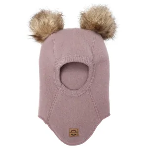 Mikk-Line Twilight Mauve Wool Balaclava with Pom Pom