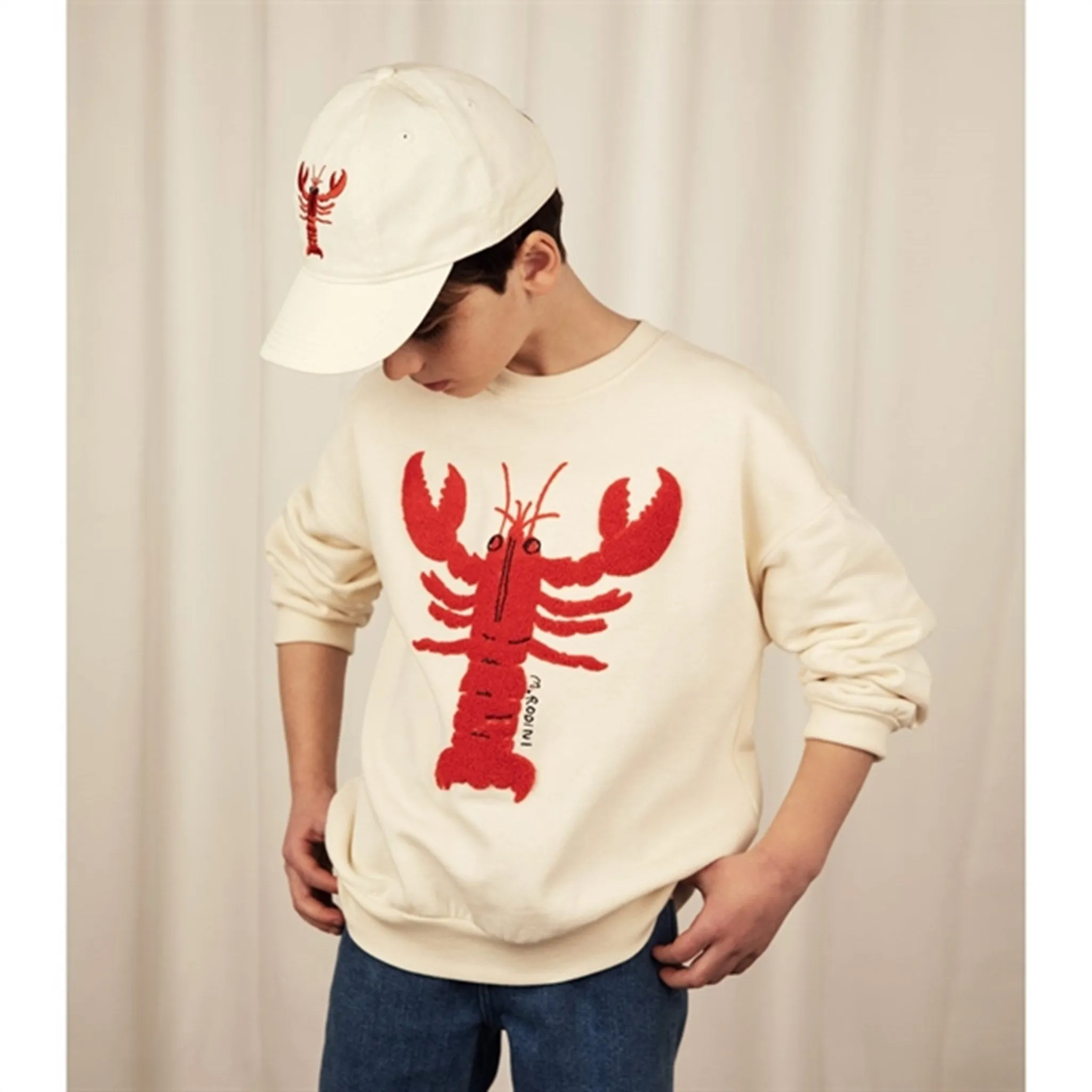Mini Rodini Lobster Emb Soft Cap White