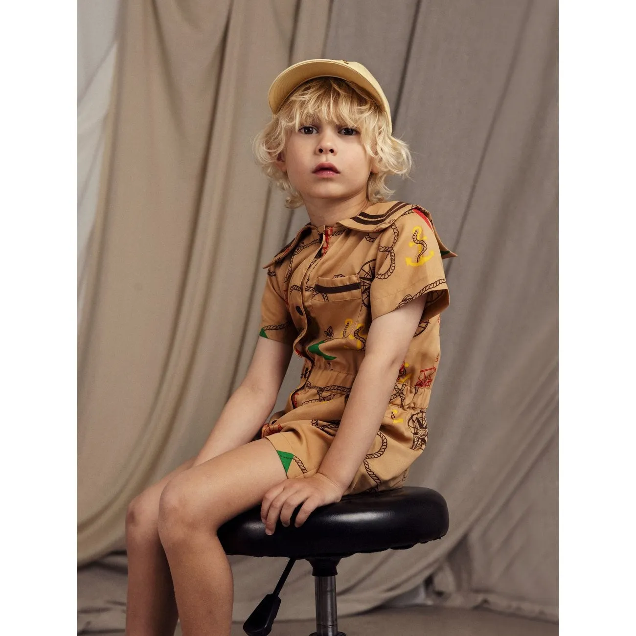 Mini Rodini Yellow Parrot Embroidery Soft Cap
