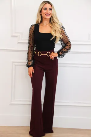 Parisian Secret Square Neck Polka Dot Sleeve Top: Black