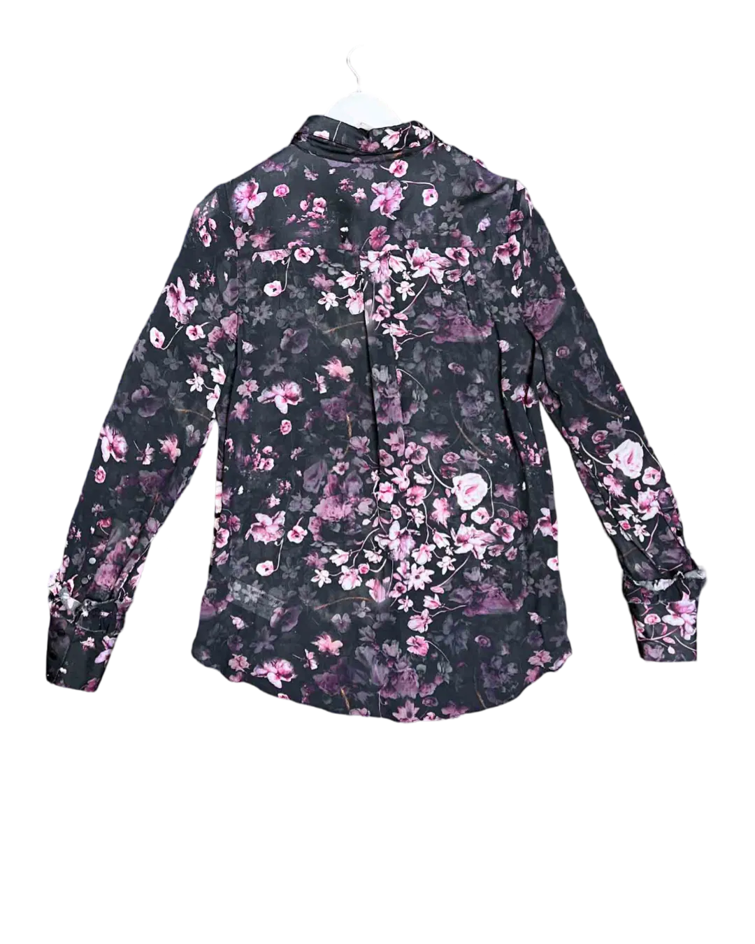 Size 8 | Aje Black and Multicoloured Floral Ruffle Blouse