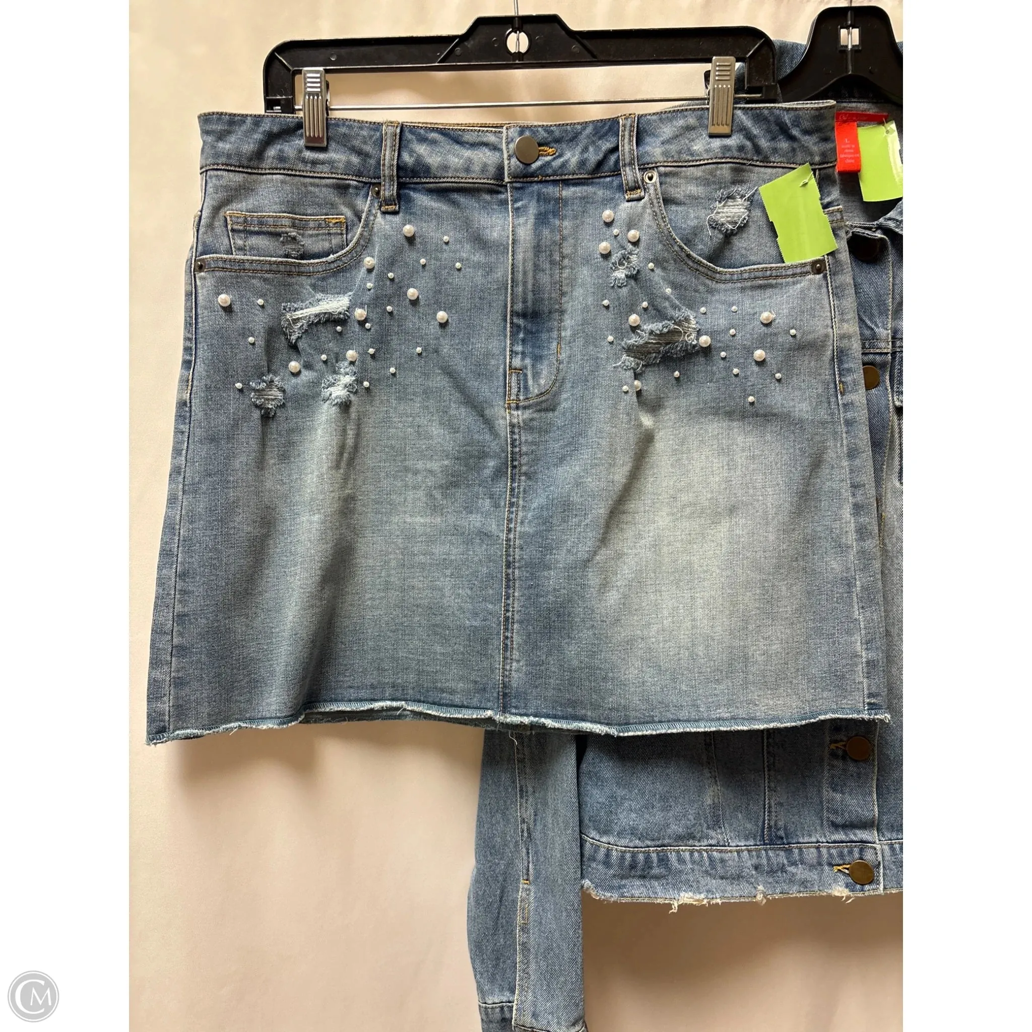 Skirt Set 2pc By Chelsea And Violet In Blue Denim, Size: L