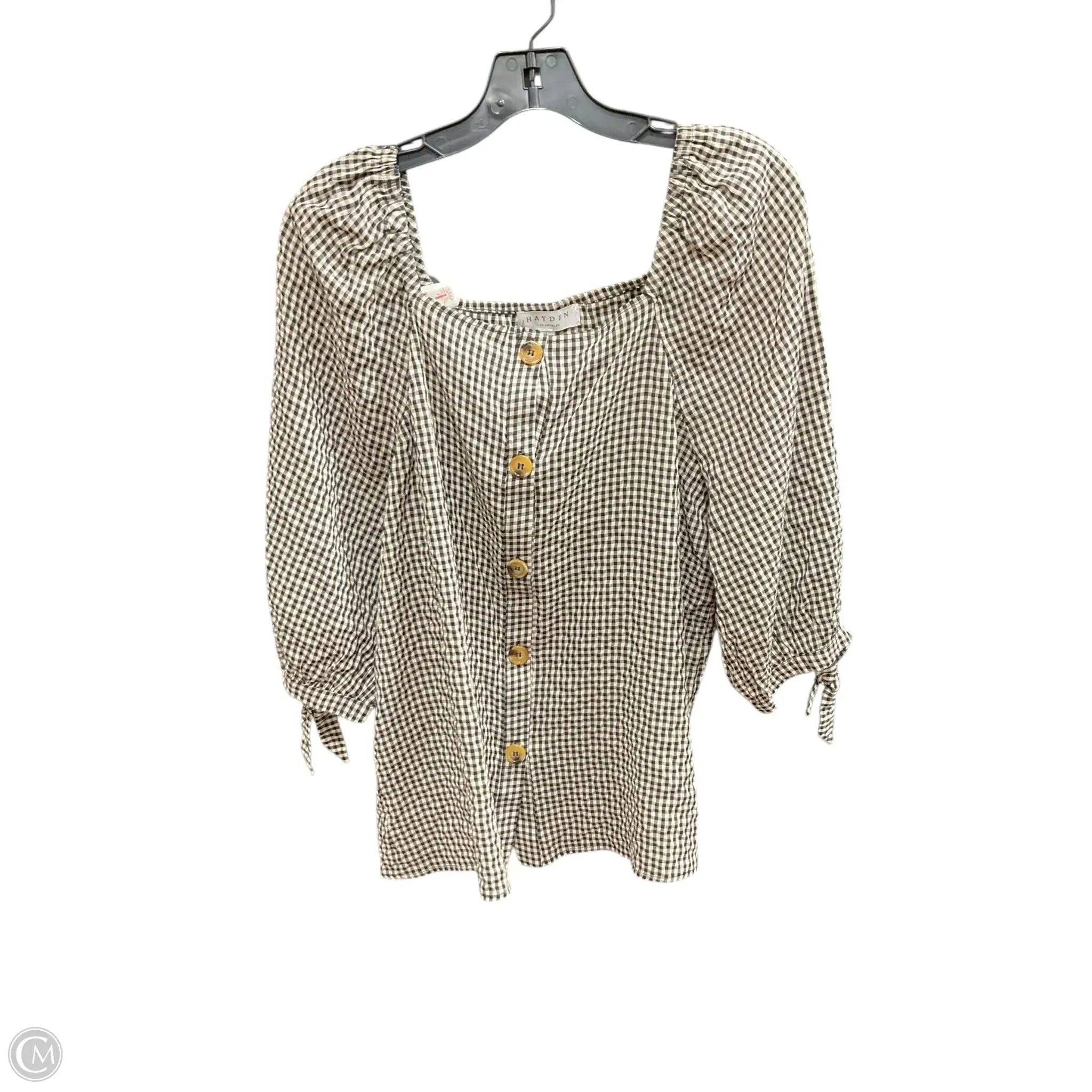 Top 3/4 Sleeve By Hayden La In Plaid Pattern, Size: L