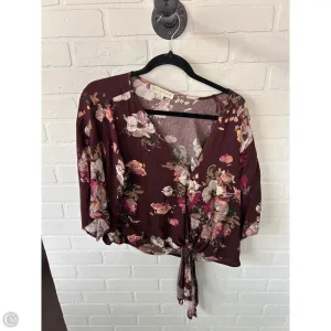 Top 3/4 Sleeve By Love Stitch In Maroon, Size: S
