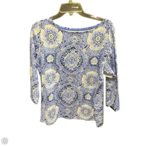 Top 3/4 Sleeve By Talbots In Blue & White, Size: Xl