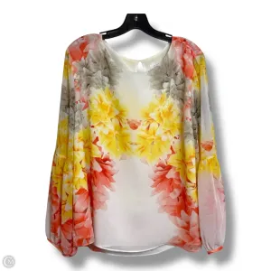 Top Long Sleeve By Calvin Klein In Floral Print, Size: Xl