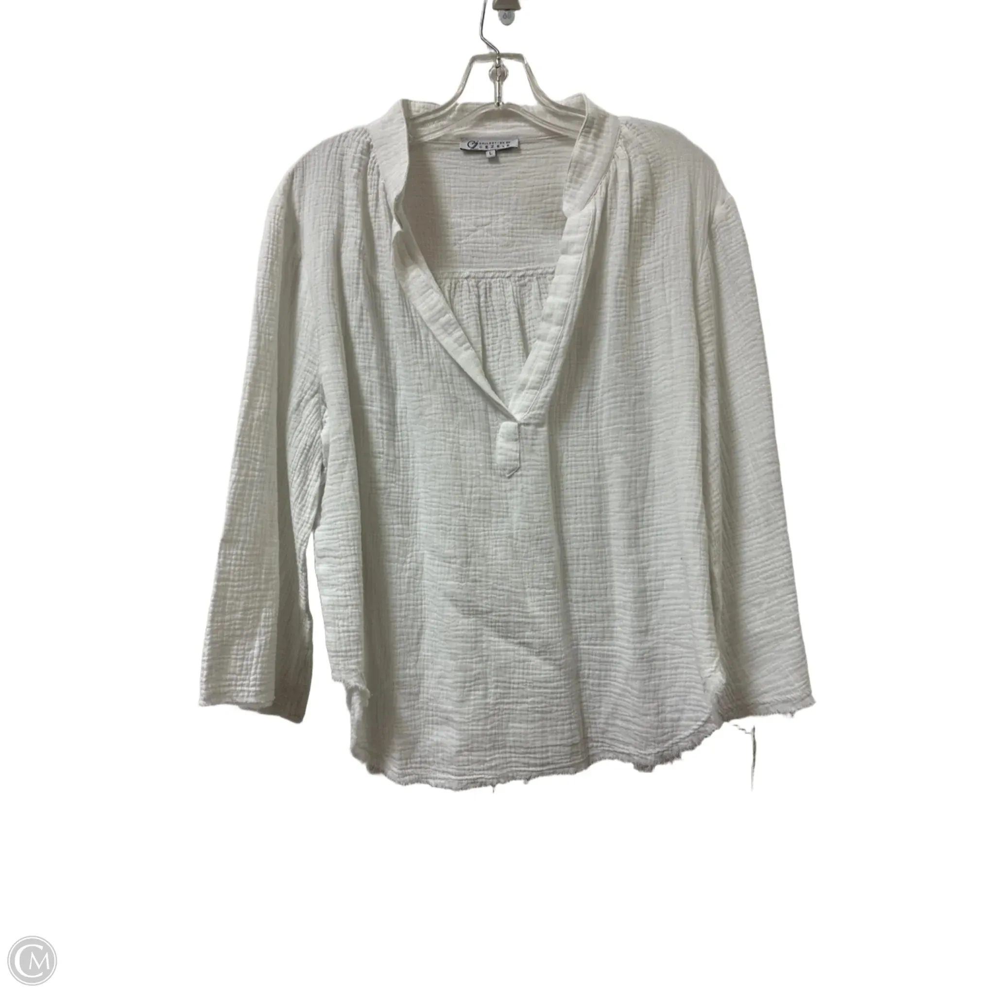 Top Long Sleeve By Clothes Mentor In White, Size: L