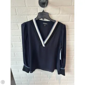 Top Long Sleeve By Express In Blue & White, Size: M