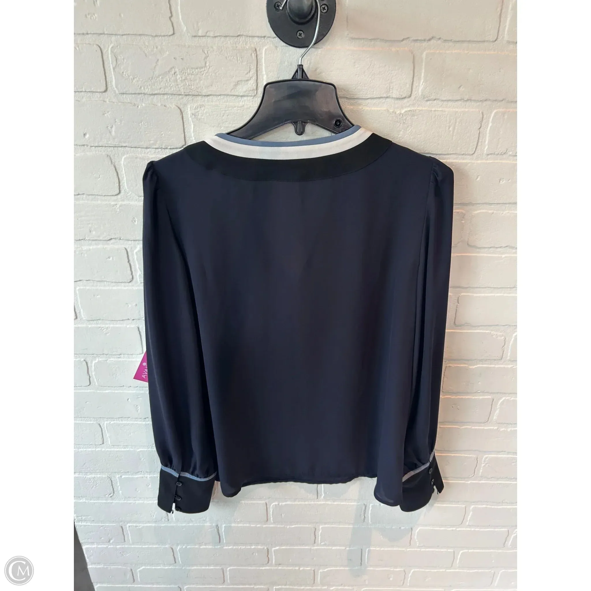 Top Long Sleeve By Express In Blue & White, Size: M