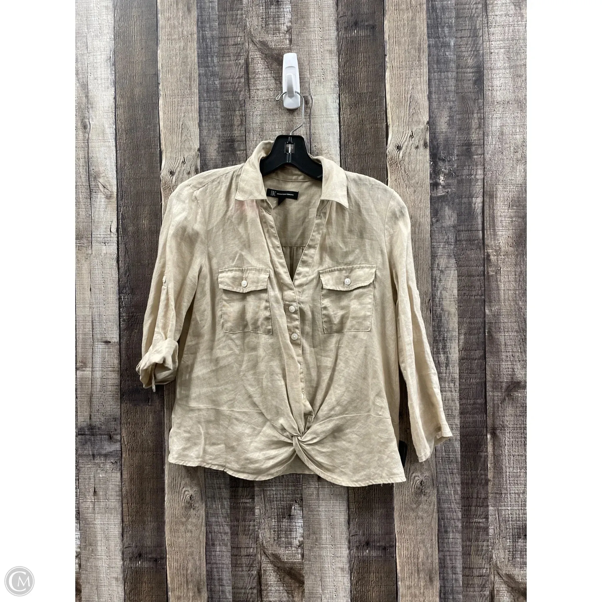 Top Long Sleeve By Inc In Tan, Size: Xs