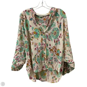 Top Long Sleeve By Pilcro In Cream & Purple, Size: M