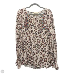 Top Long Sleeve By Savanna Jane In Brown & Cream, Size: 2x