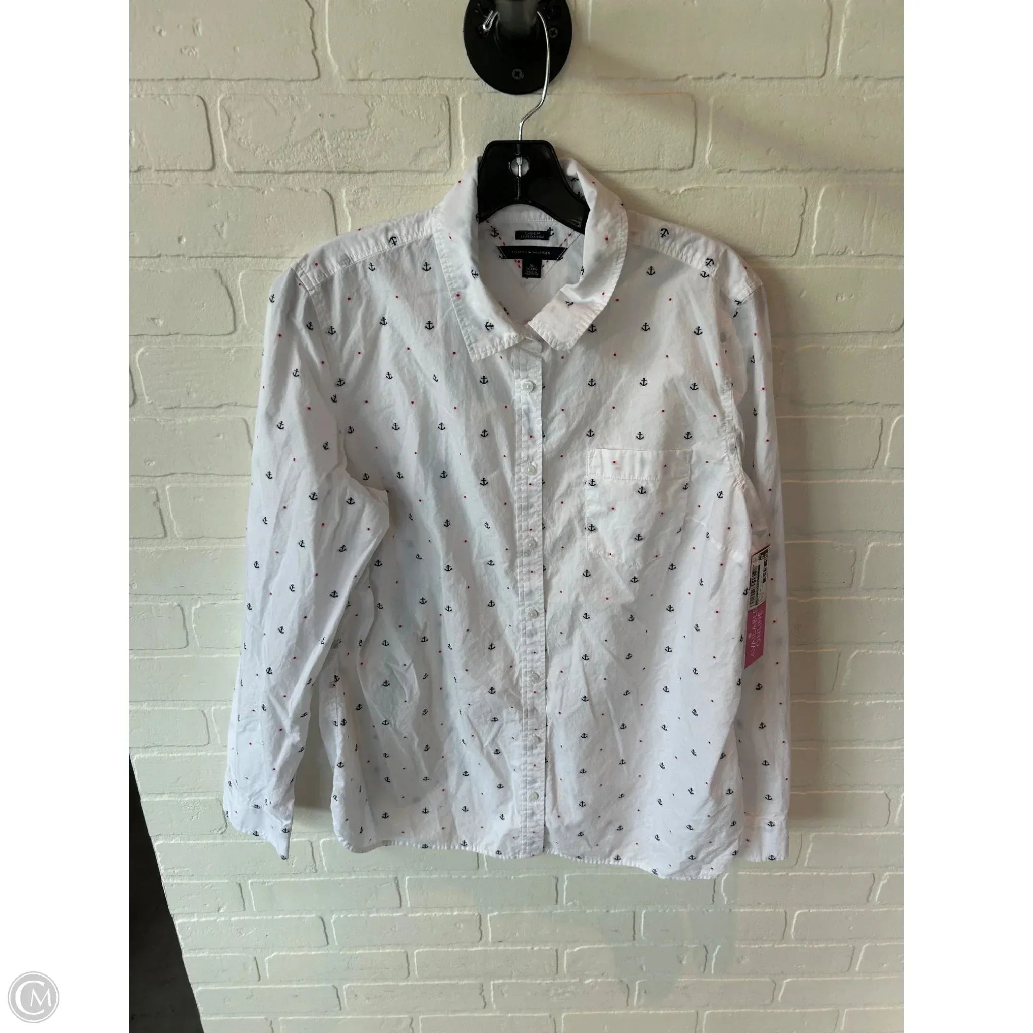 Top Long Sleeve By Tommy Hilfiger In Blue & Red & White, Size: Xl