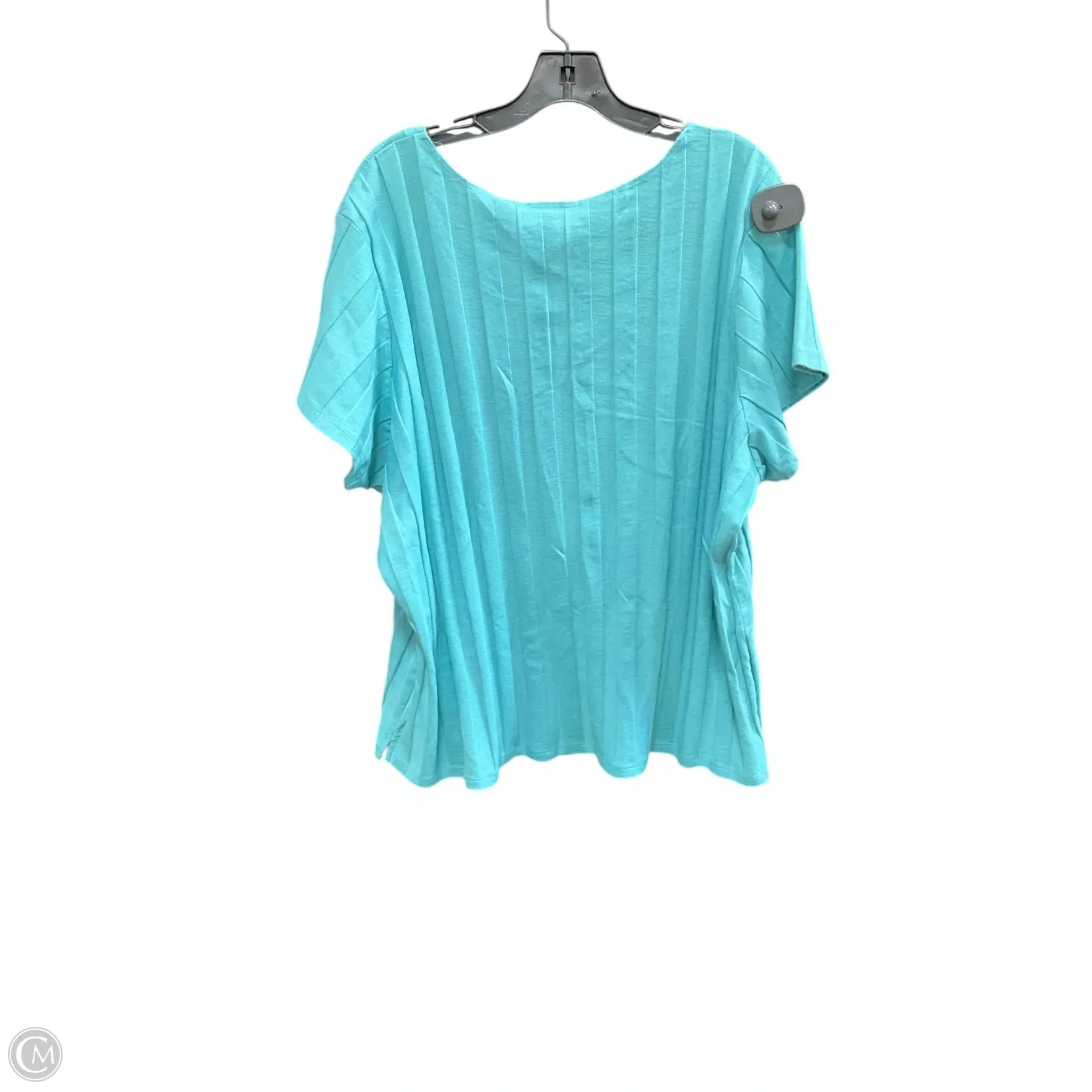 Top Short Sleeve Basic By Denim And Company In Blue, Size: 3x