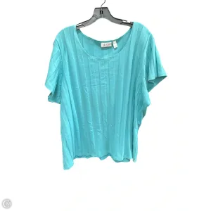 Top Short Sleeve Basic By Denim And Company In Blue, Size: 3x