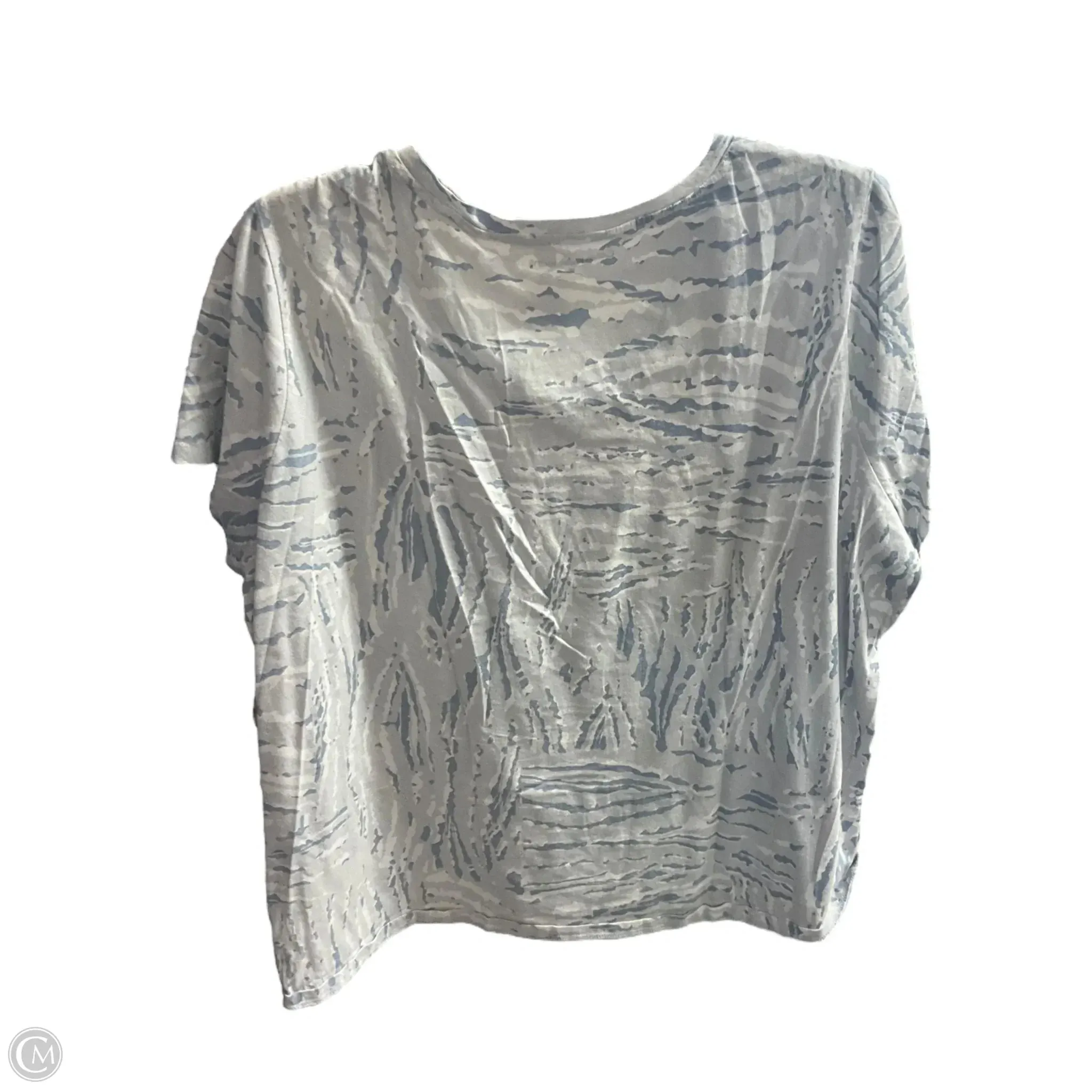 Top Short Sleeve By Calvin Klein In Blue & Grey, Size: 1x