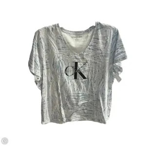Top Short Sleeve By Calvin Klein In Blue & Grey, Size: 1x