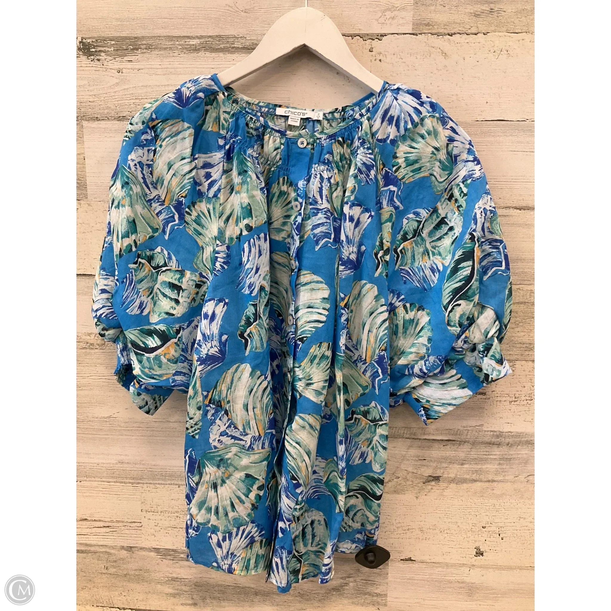 Top Short Sleeve By Chicos In Blue, Size: L