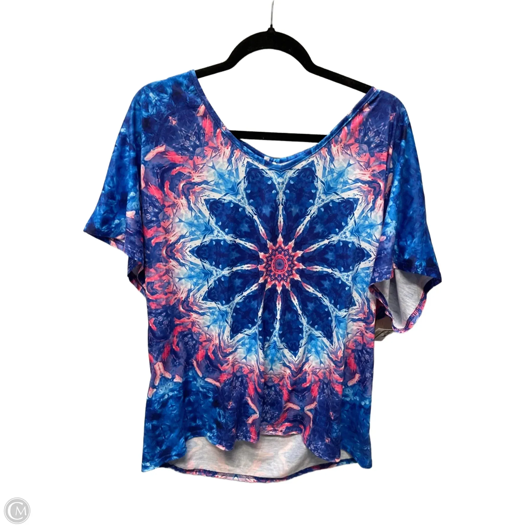 Top Short Sleeve By Cme In Tie Dye Print, Size: 3x