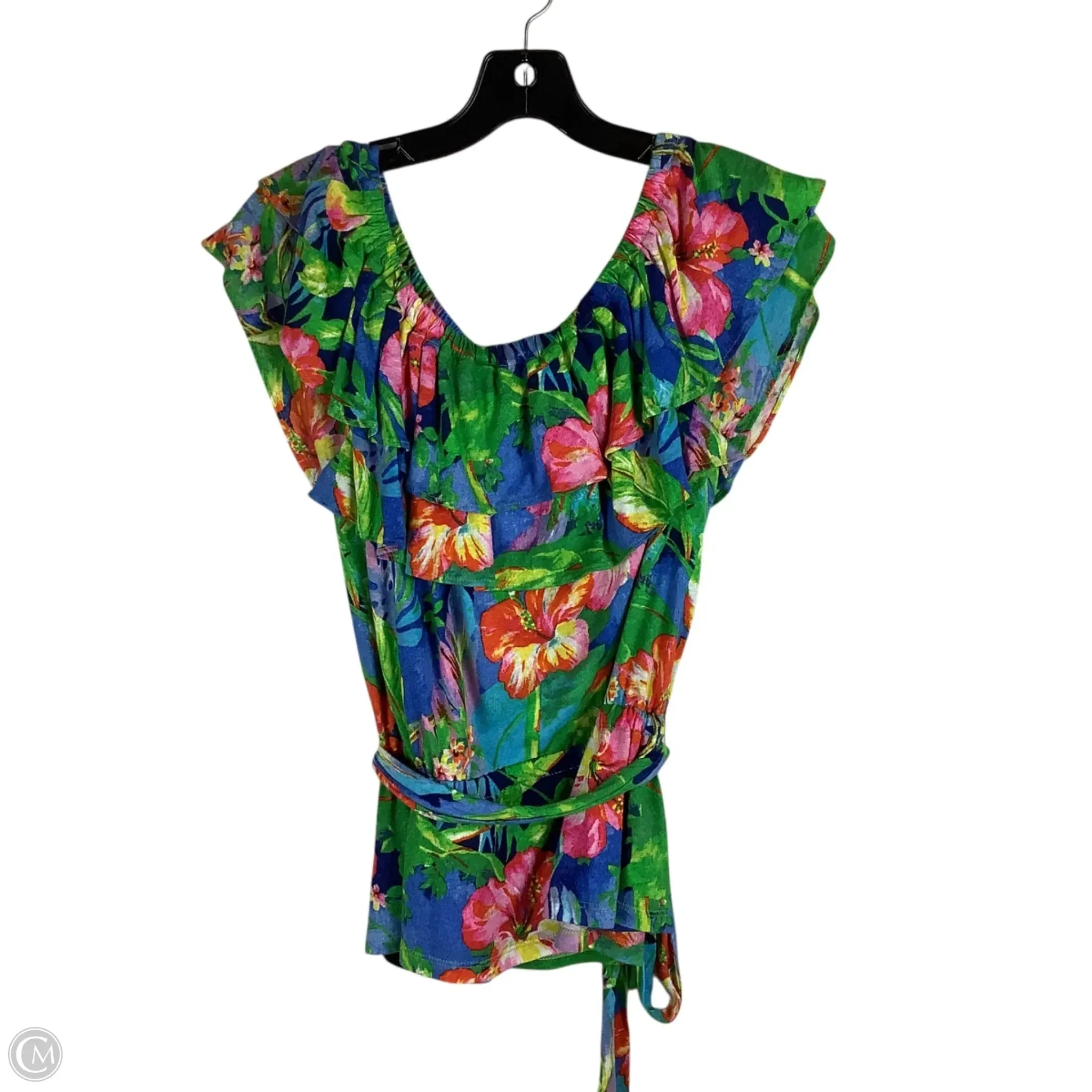 Top Short Sleeve By Lauren By Ralph Lauren In Floral Print, Size: S