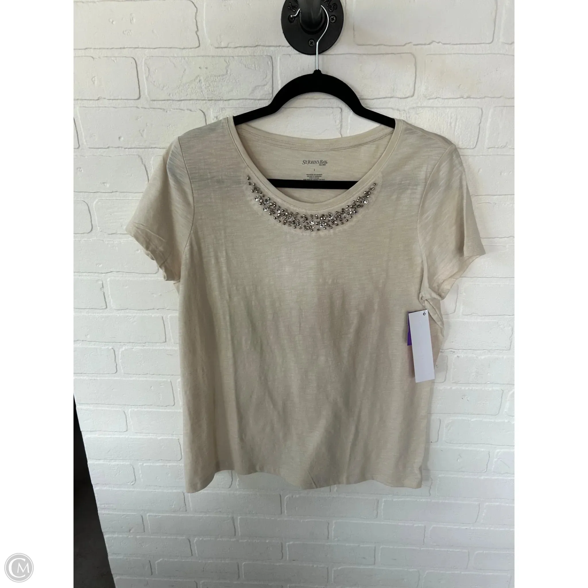 Top Short Sleeve By St Johns Bay In Tan, Size: L
