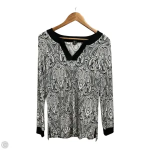 Tunic Long Sleeve By Tahari By Arthur Levine In Black & White, Size: L